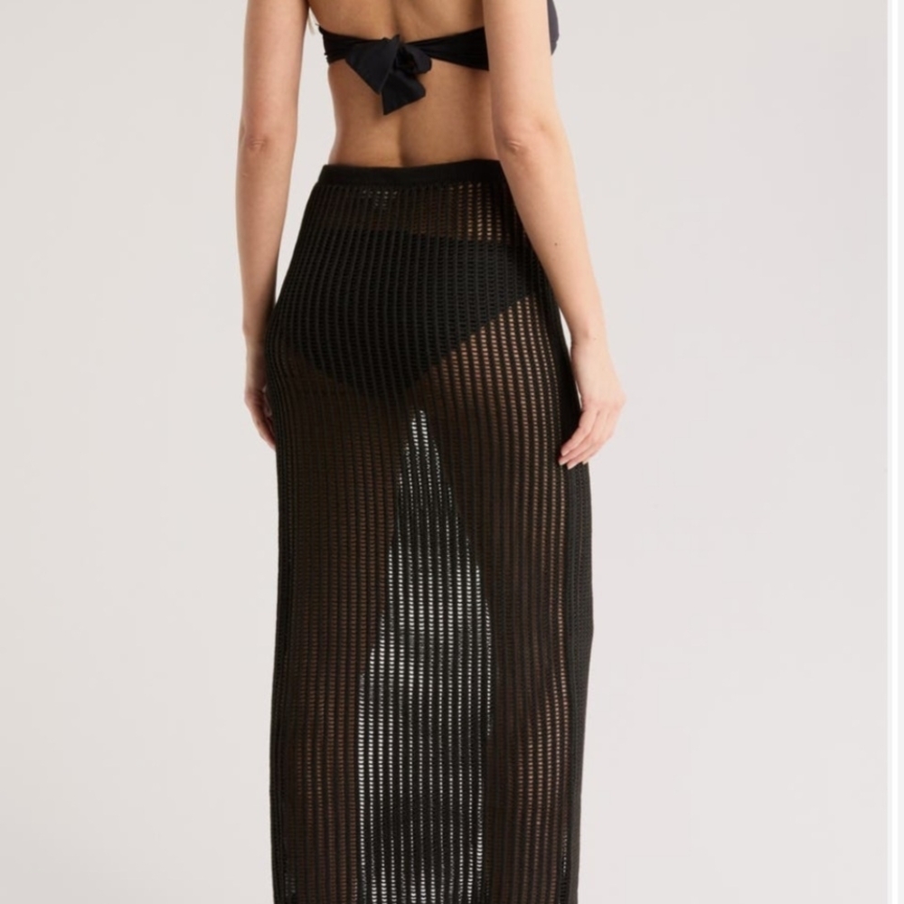 Elan Black Sheer Knit Maxi Skirt